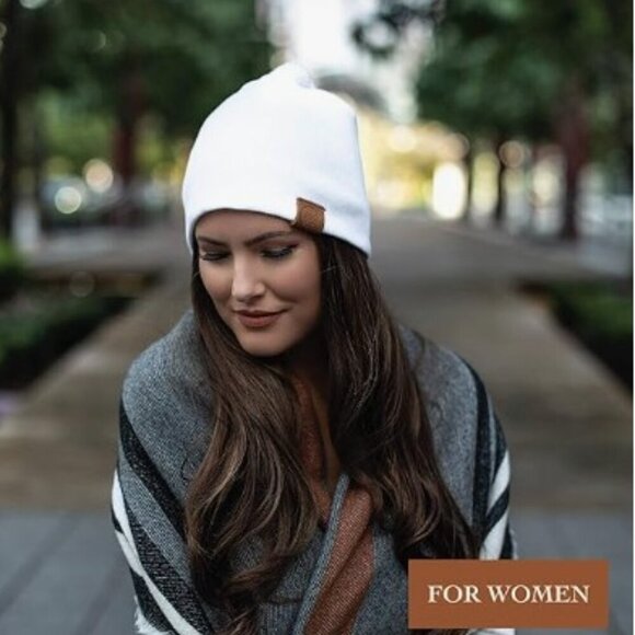 BE SPARKLE White Unisex Cotton Winter Skull Cap Warm Stretch Soft Beanie Hat OS - Picture 3 of 9